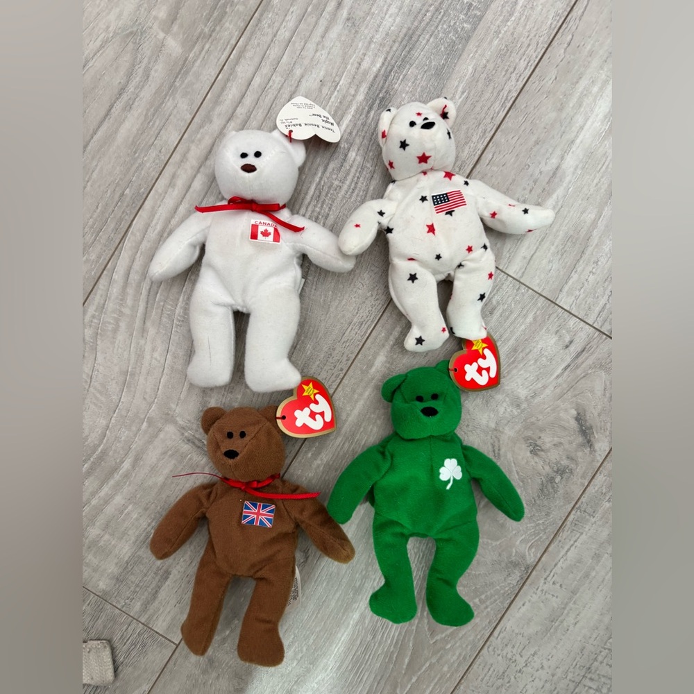4 International Bears- Teenie Beanie Baby Plush